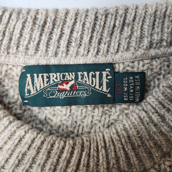 VTG American Eagle  Mens |L| Wool Blend Fair Isle Nordic Knit Crew Neck Sweater - Picture 6 of 7